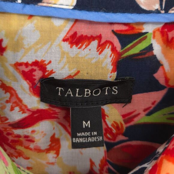 Talbots floral button down Size M 100% cotton - Picture 6 of 9